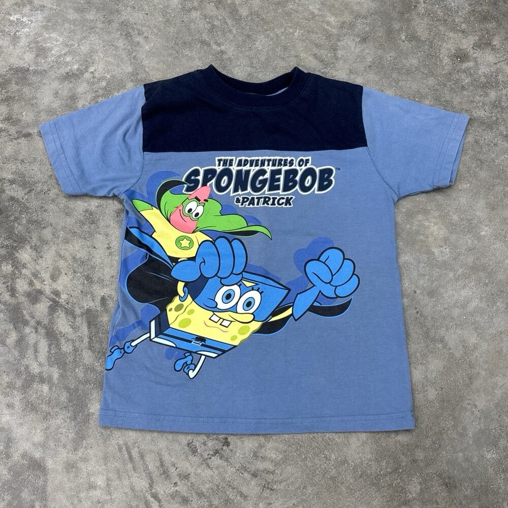 Y2K Spongebob Squarepants Graphic Short Sleeve T Shirt Boys 5 Cotton Poly 2008